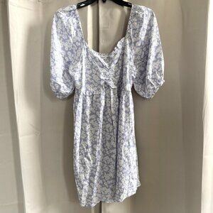 Stitch Pine Dress Small Floral Babydoll Ruffle Puff Sleeve Boho Peasant 18051